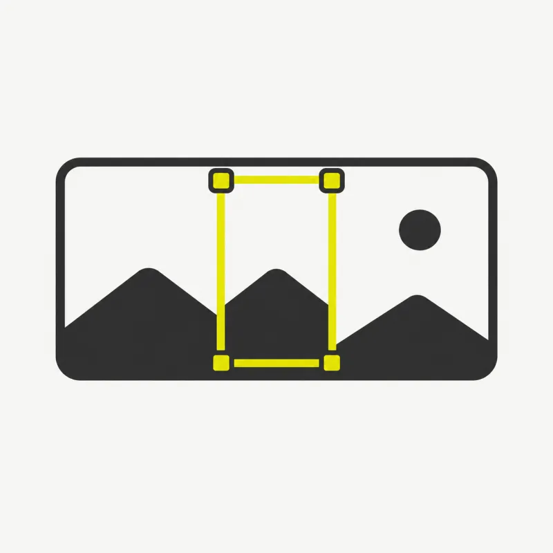 Illustration: a wide clip frame with a portrait crop box inside