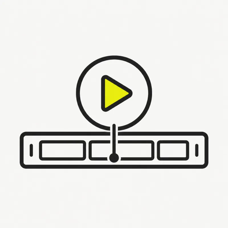 Illustration: a play-circle over an editing timeline