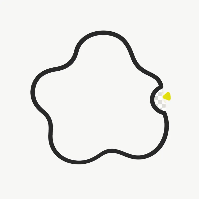 Illustration: a simple object shape with a crisp cut outline and a checkerboard transparency edge