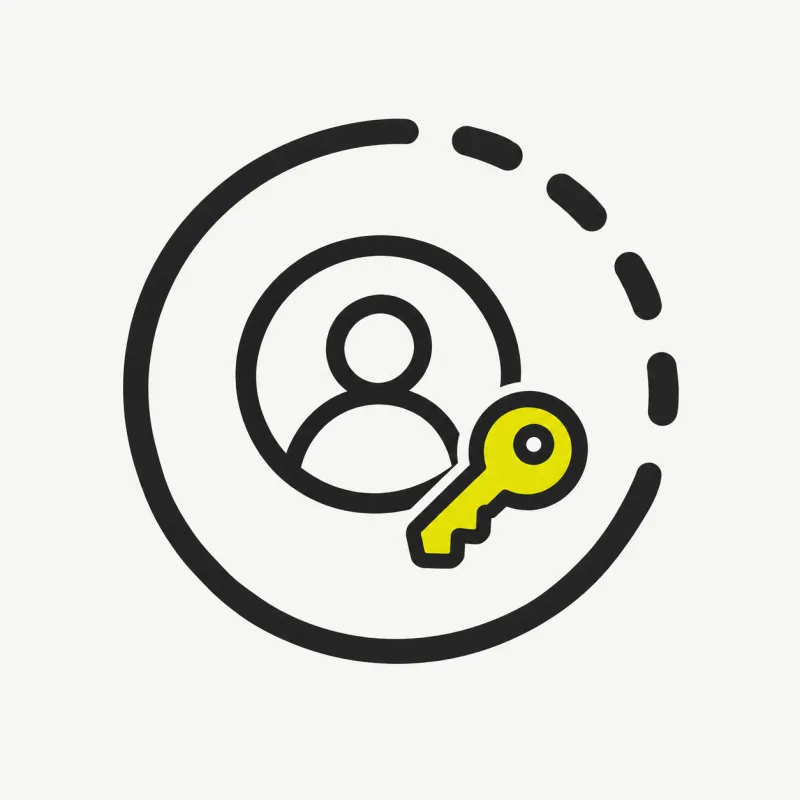 Illustration: a small user avatar with a key and a spinning progress ring