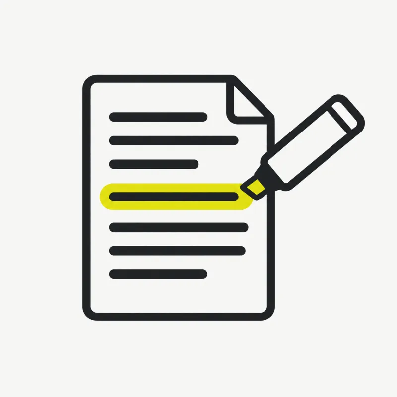 Illustration: a document with a highlight marker over a quote