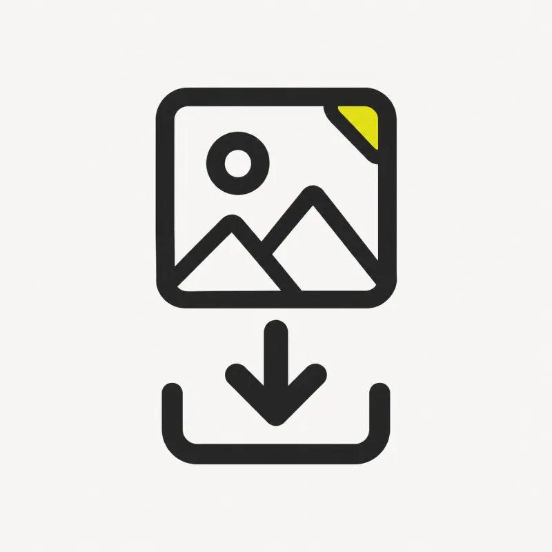Illustration: a clean image tile with a download arrow into a tray