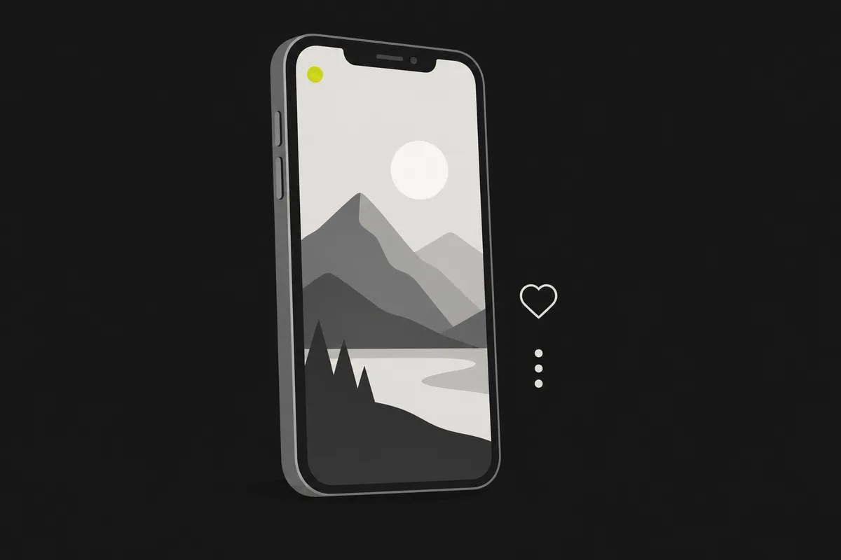 Illustration: a phone held upright showing a vertical 9:16 clip — reframed and ready for social feeds