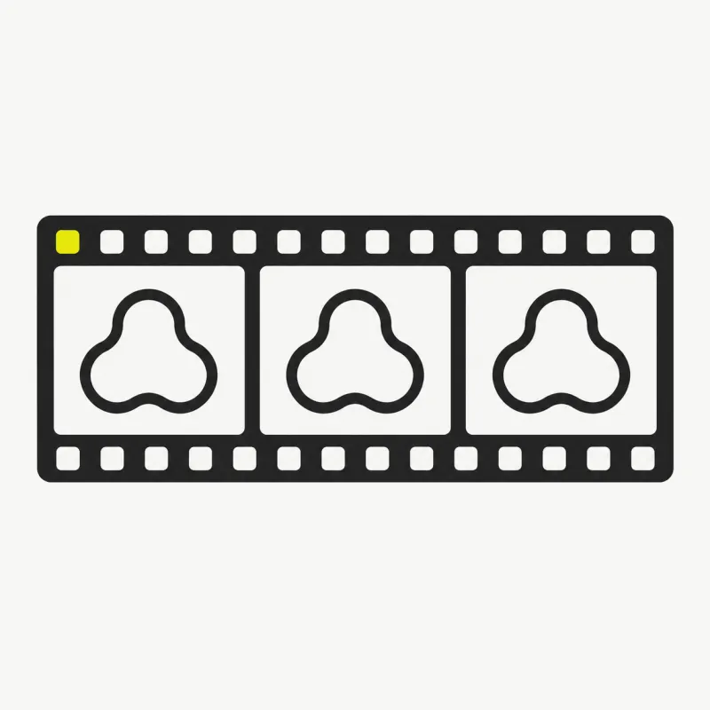 Illustration: a filmstrip with a consistent cutout across frames