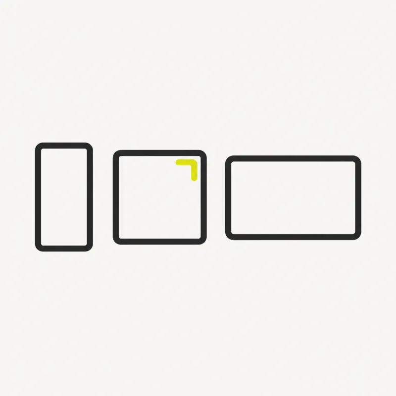 Illustration: a row of three empty frames square portrait and wide