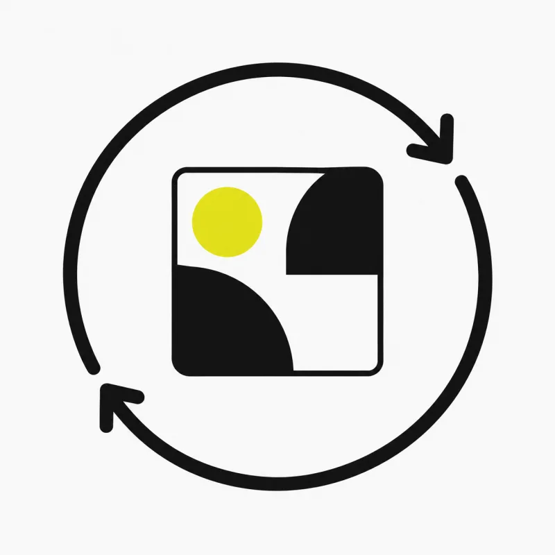 Diagram: a media tile with a loop arrow and no play button
