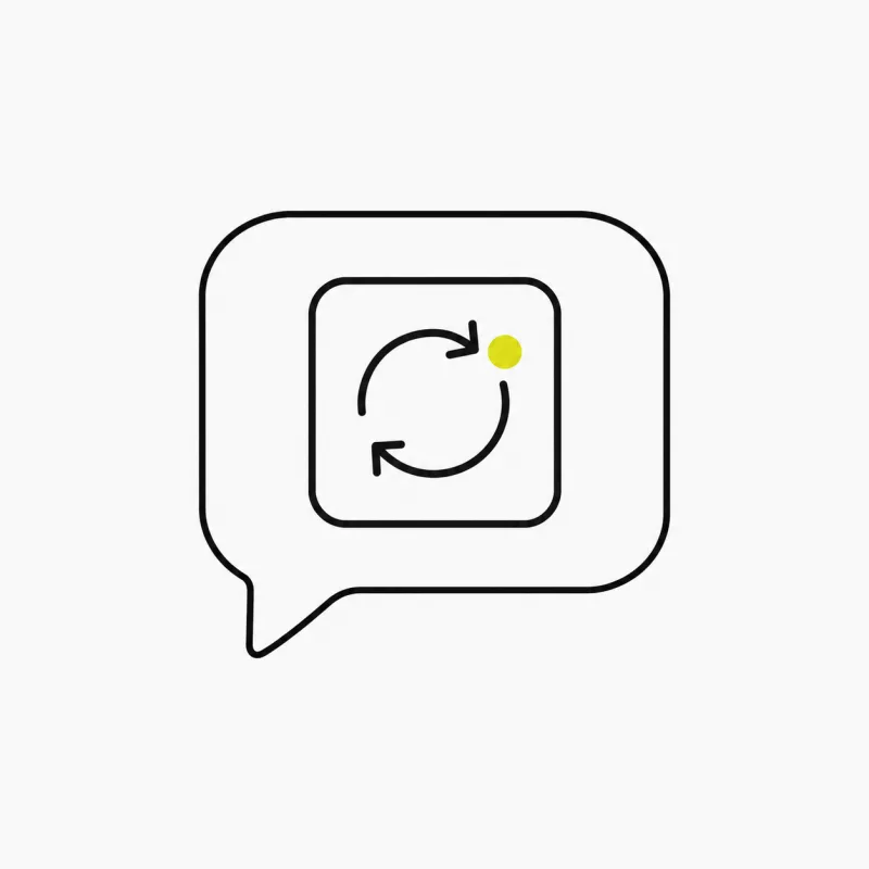 Illustration: a chat bubble containing a small looping animated tile