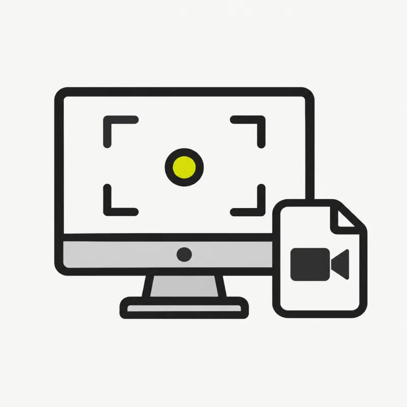 Illustration: a monitor with a recording dot and a video file